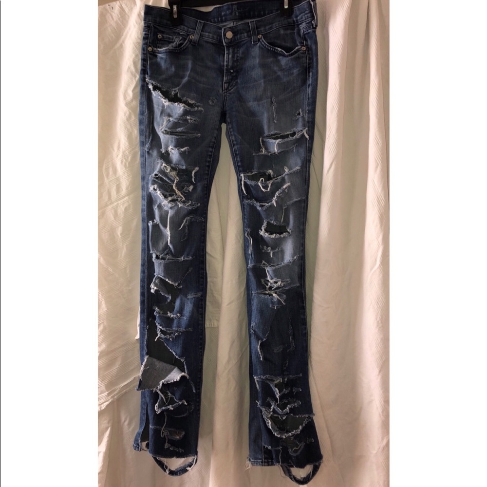 7 for All Mankind Distressed Denim Jeans, Size 32 - Picture 5 of 9